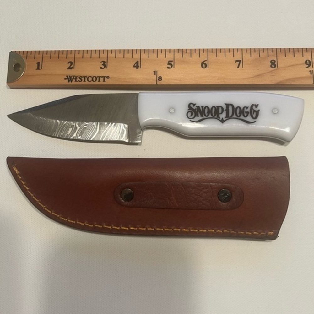 New Snoop Dogg Damascus 9" Knife with‎ Sheath. Thick!! (C4)